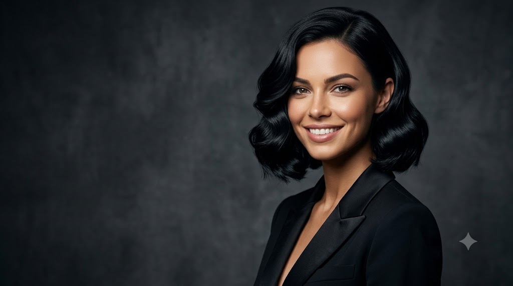 The Sleek Baroque Bob with Sharp Waves