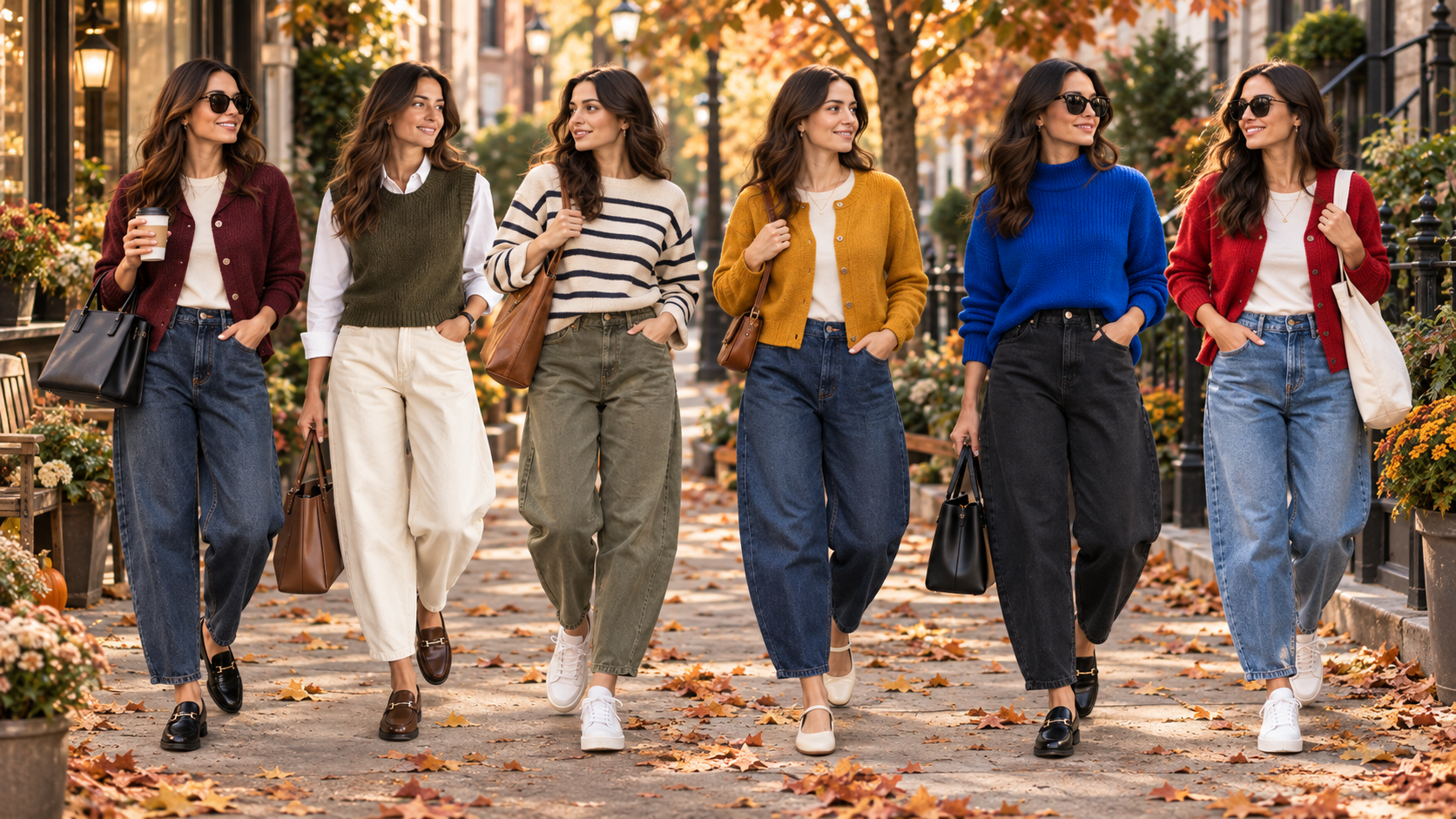 15 Barrel Jeans Outfits for Fall With Flats, Loafers and Sneakers
