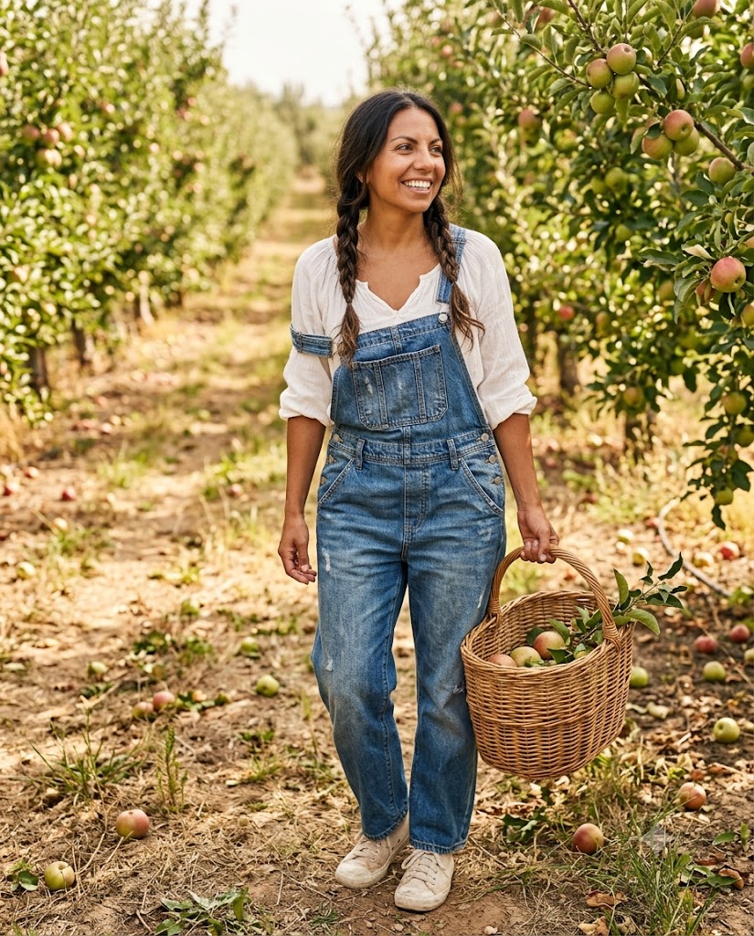 The Peasant Blouse & Denim Overalls