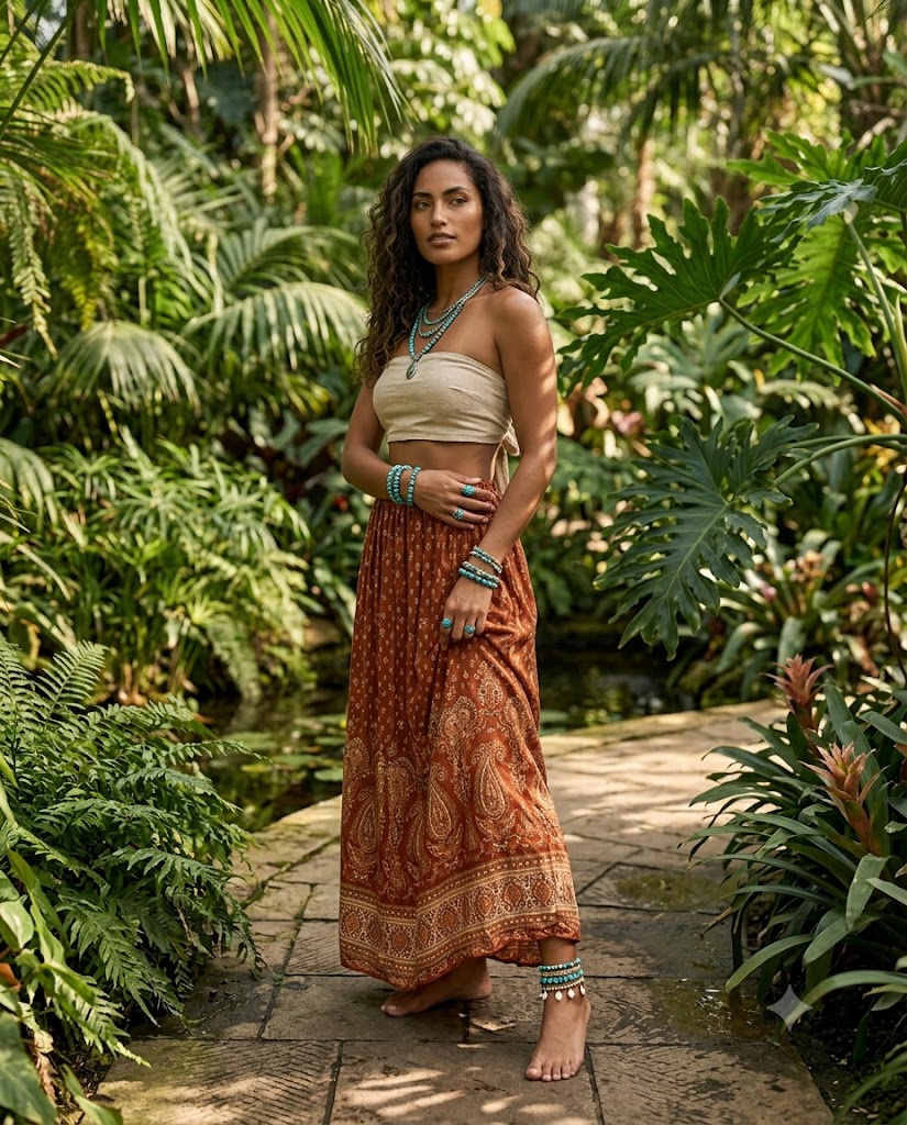 The Printed Maxi Skirt & Bandeau Top