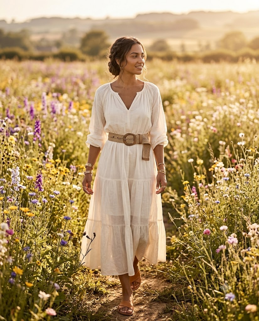 The Tiered Peasant Dress & Wide Belt