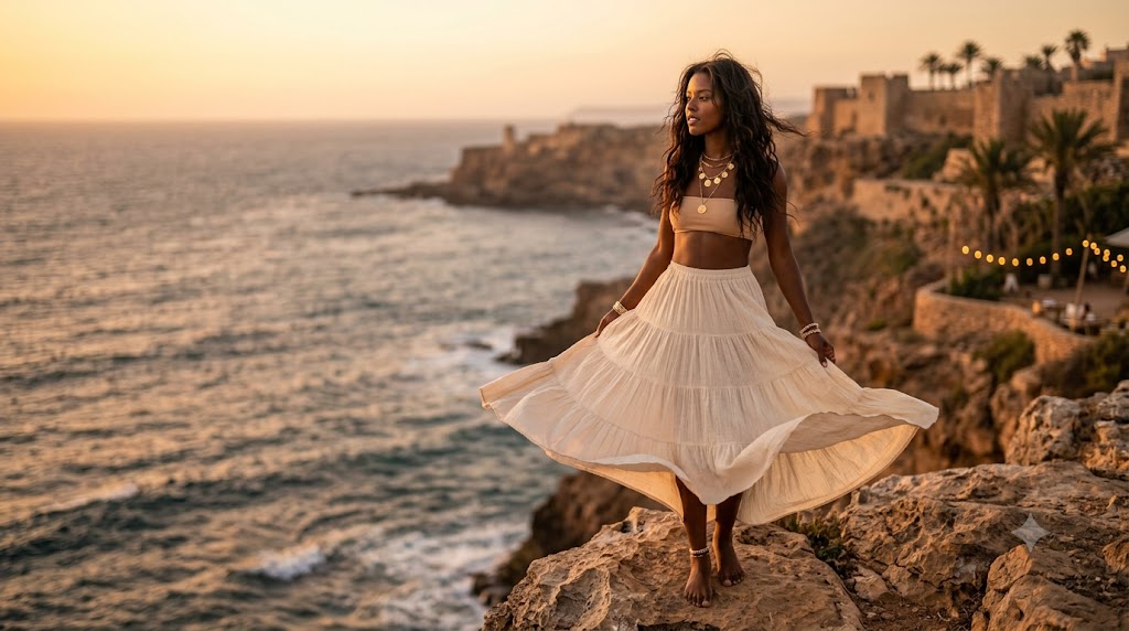 The Flowing Boho Maxi Skirt & Bandeau Top