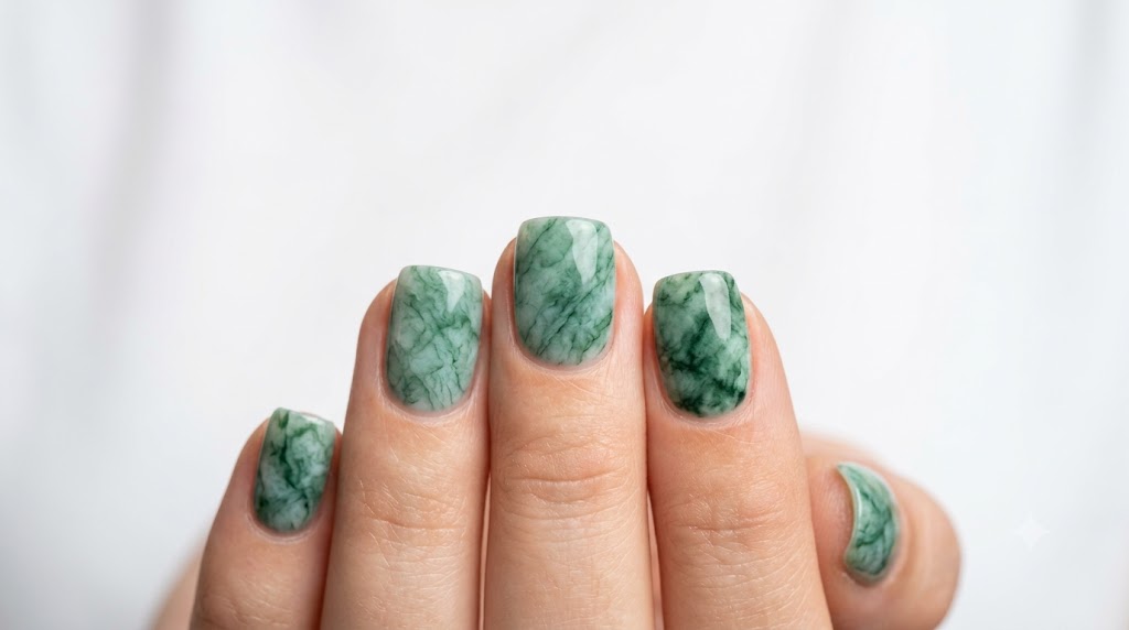The Jade Marble Squoval Design