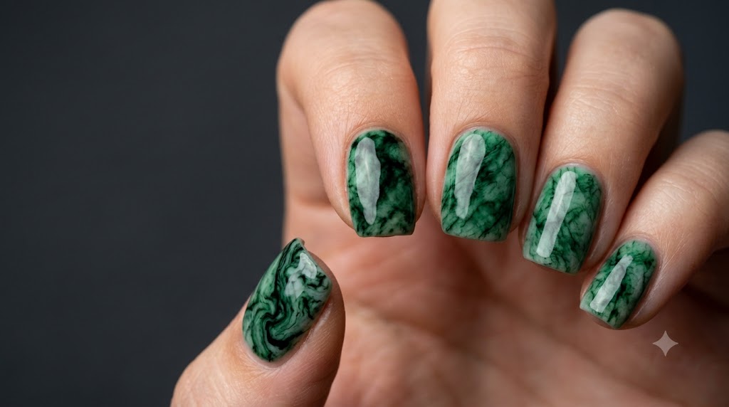 The Jade Green & Black Marble Swirl