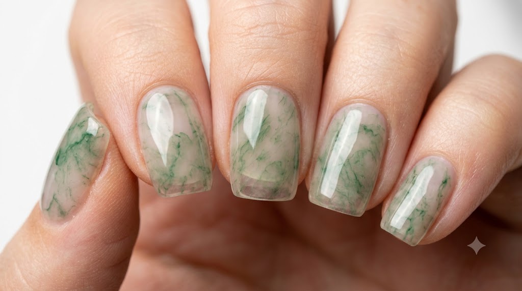 The Sheer Jade Marble Glass Nail
