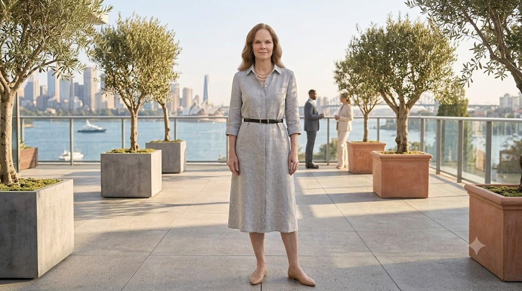 Soft Grey Linen Shirt Dress + Slim Leather Belt