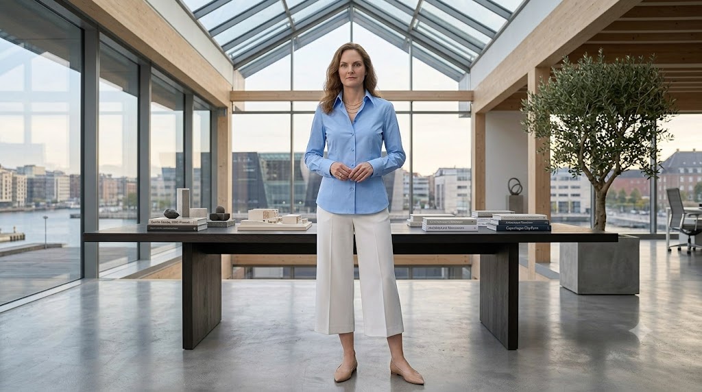 Sky Blue Structured Cotton Poplin Shirt + White Tailored Culottes
