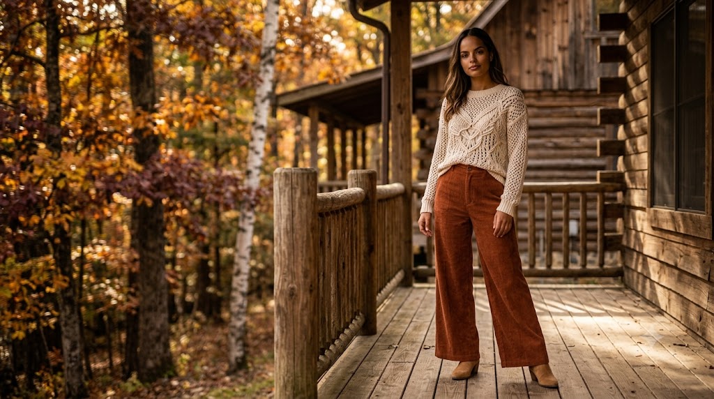 The Macramé Sweater & Wide-Leg Corduroy
