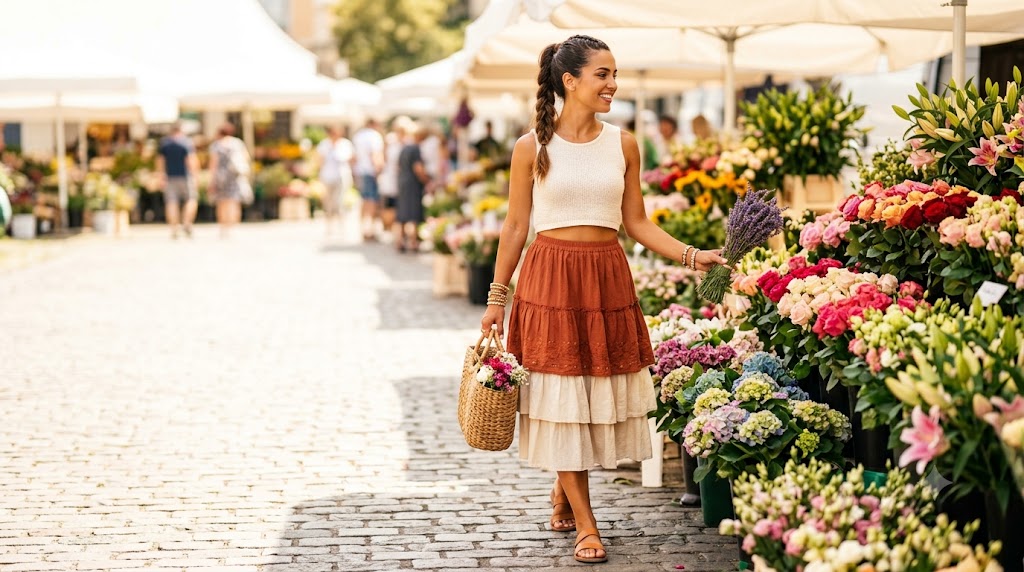 The Layered Boho Skirts & Cropped Knit Top