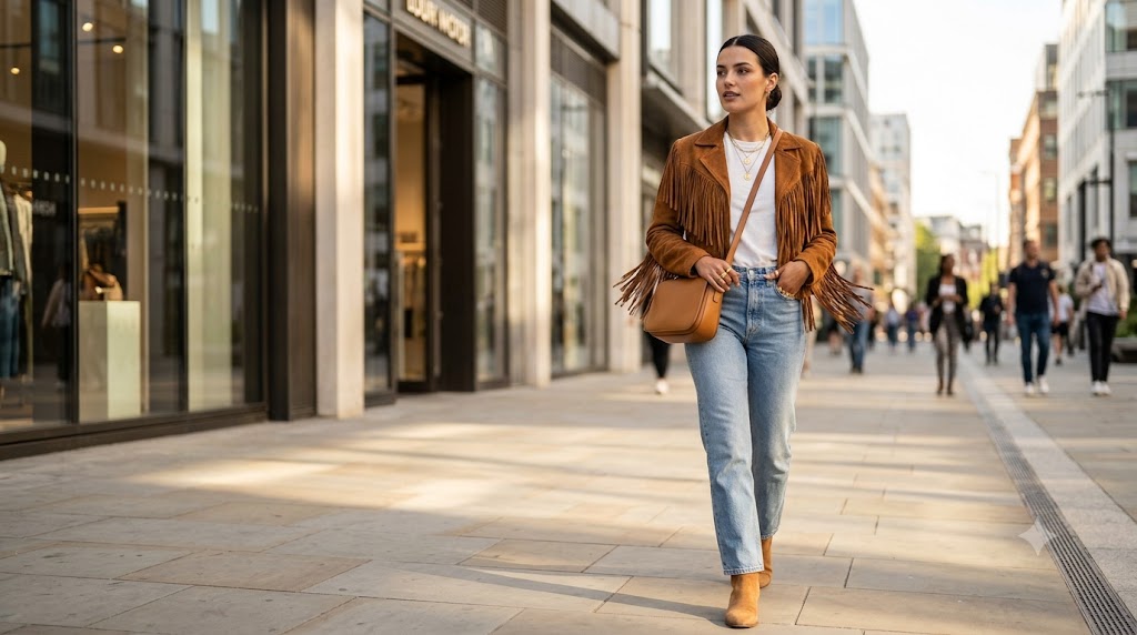 The Suede Fringe Jacket & Straight Denim