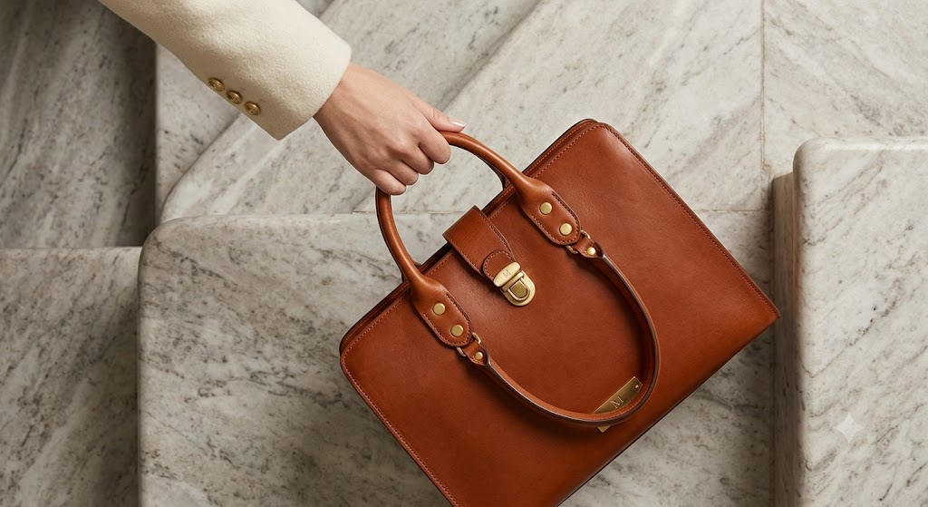 A Structured Leather Tote Bag