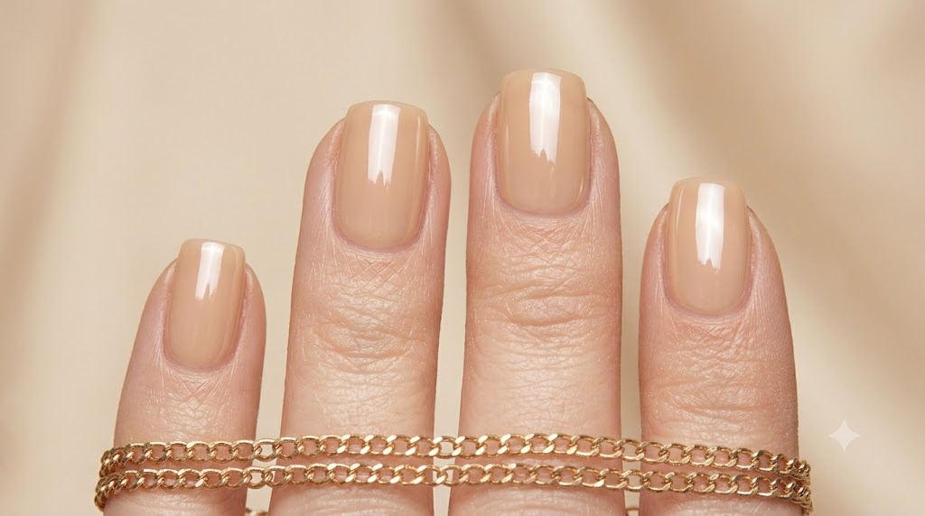 The Soft Beige Glazed Donut Nails