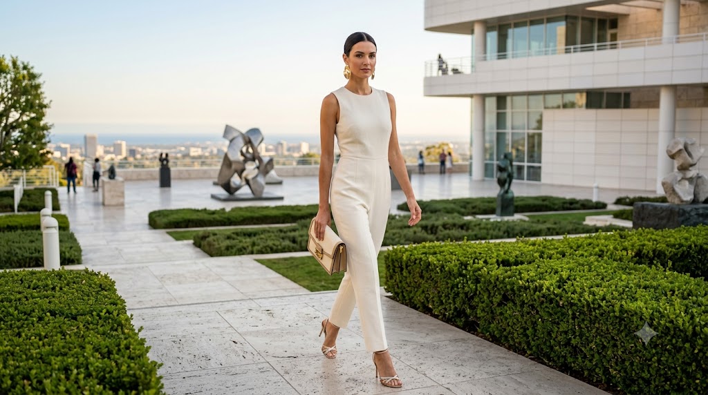 Ivory Sleeveless Tailored Jumpsuit