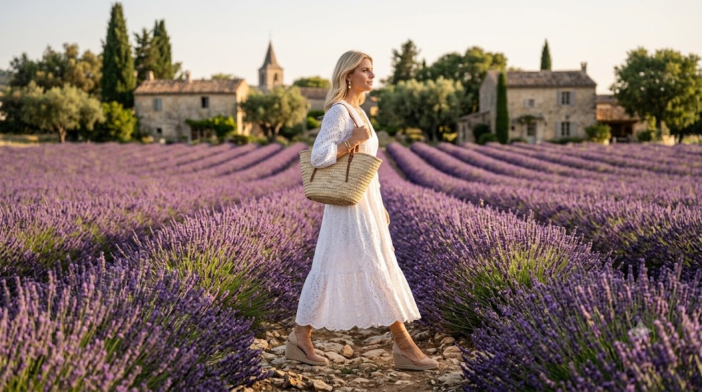 White Eyelet Dress with Espadrilles