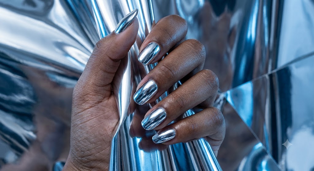 Alien Core Silver Chrome Nails