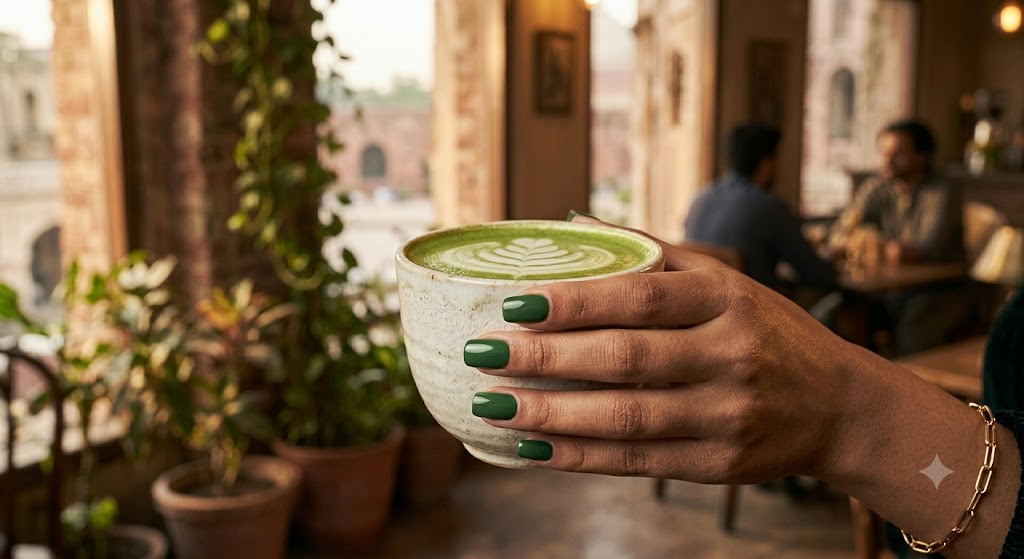 Deep Matcha Green Nails