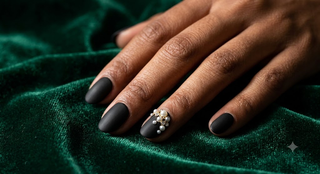3D Rubberised Nail Art with Jewelry