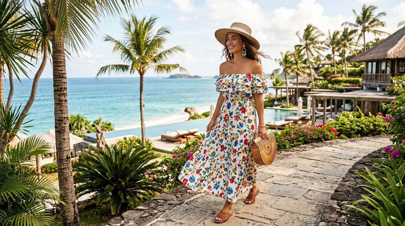 Retro Gingham Peasant Dress