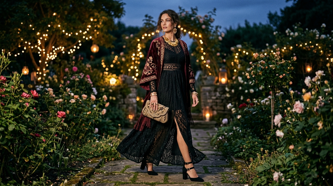 Cozy Knit Poncho & Suede Boots