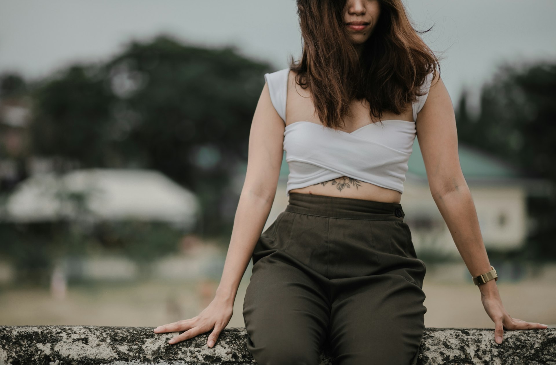 Cargo Pants with a Fitted Halter Top