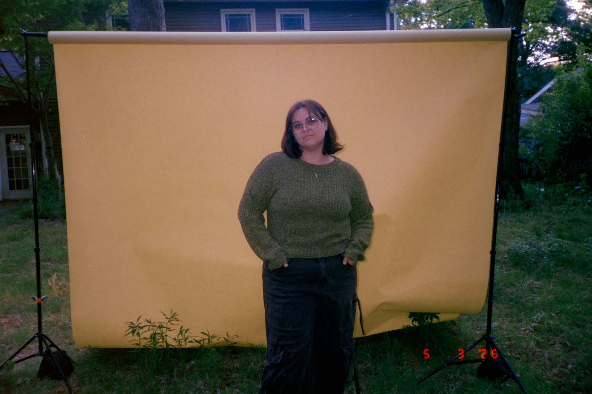 Cargo Pants with a Fitted Crew-Neck Sweater