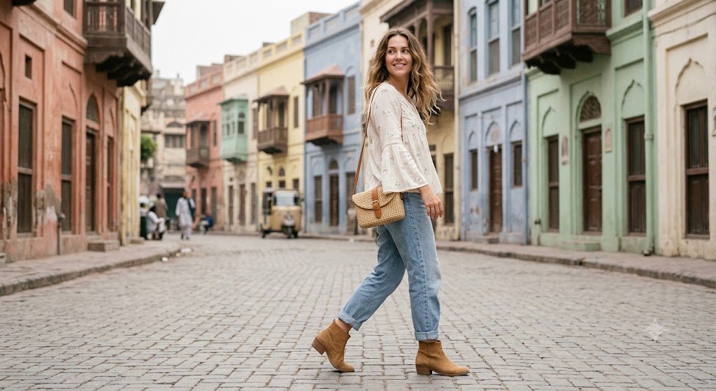Soft White Boho Blouse and Denim for Everyday Errands