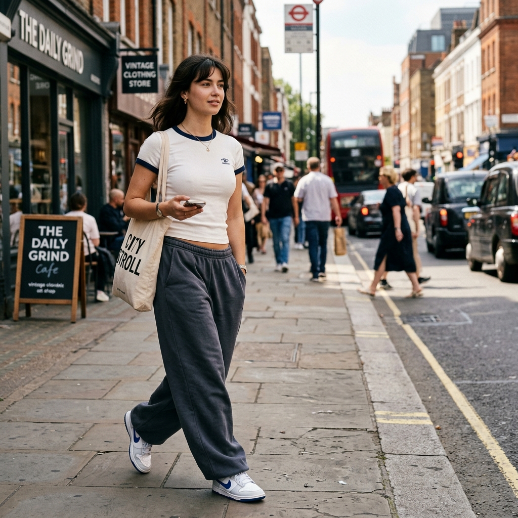 Wide-Leg Sweatpants & Fitted Baby Tee