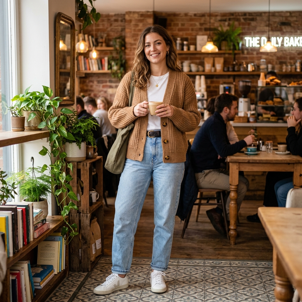 Casual Cardigan with Mom Jeans