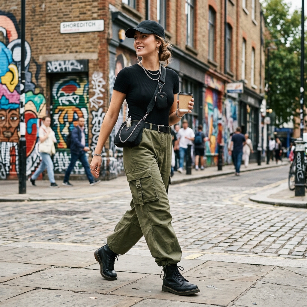 Cargo Pants & Fitted Bodysuit