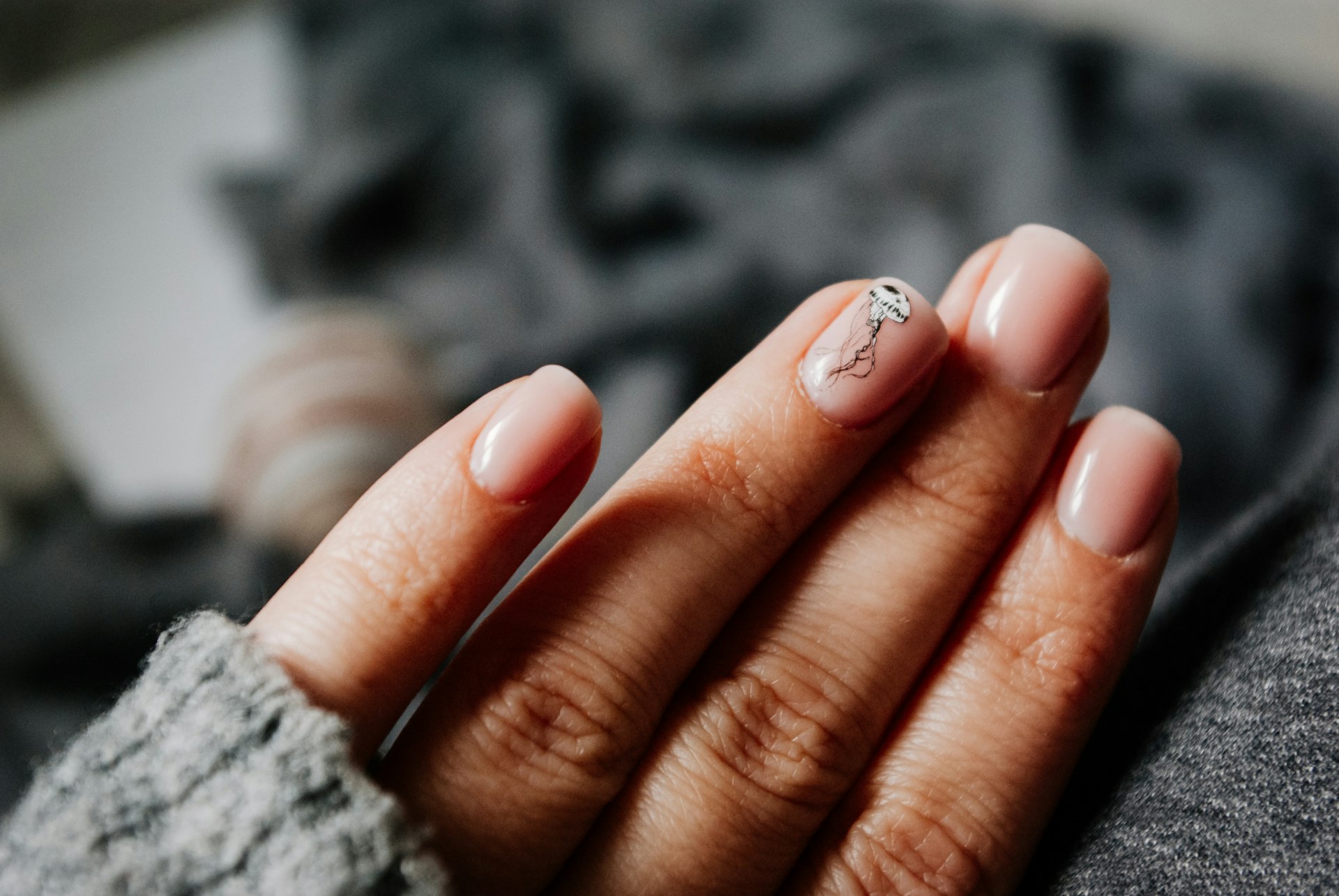 Subtle Nude Lace Square Nails