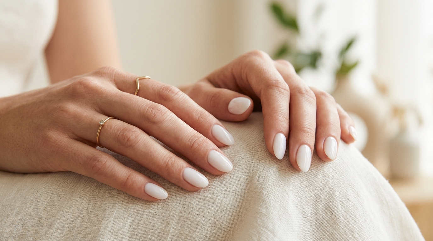Milky White Neutral Nails