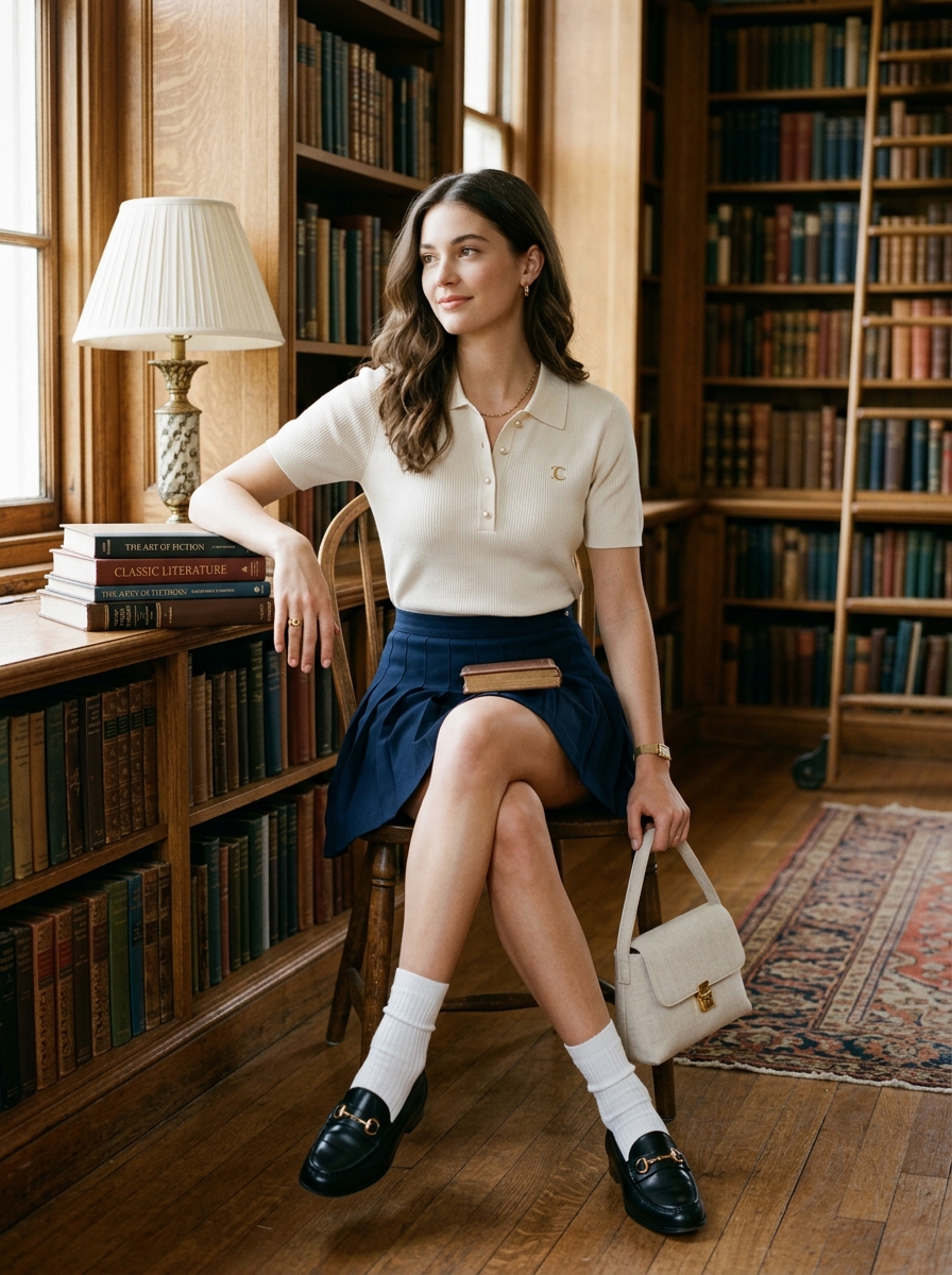 The Knit Polo & Pleated Skirt