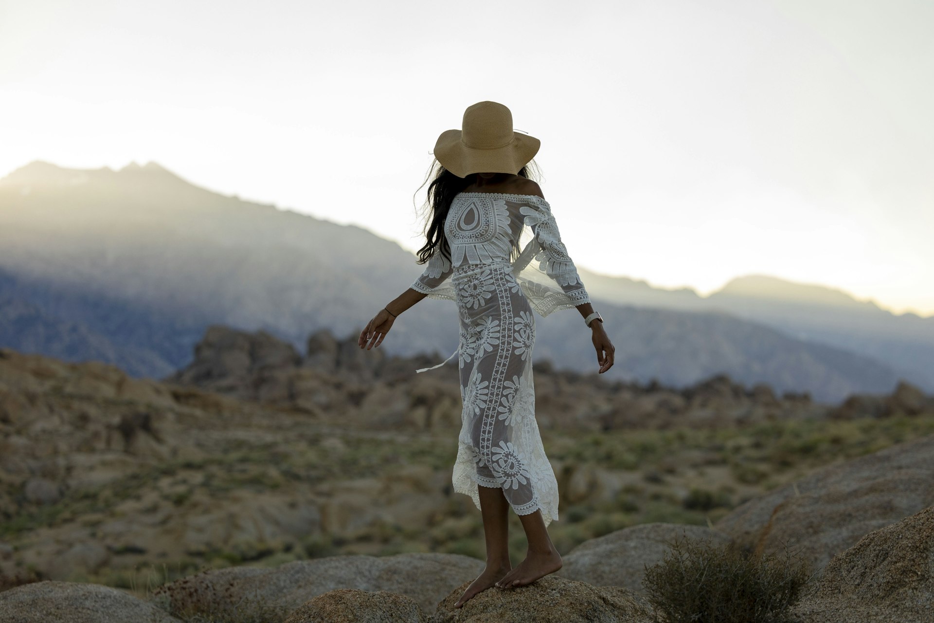 Desert Wanderer with a Wide-Brim Hat